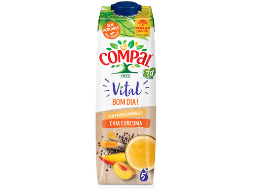 Compal Vital Chia and Turmeric with Yellow Fruits Bom Dia - 1L